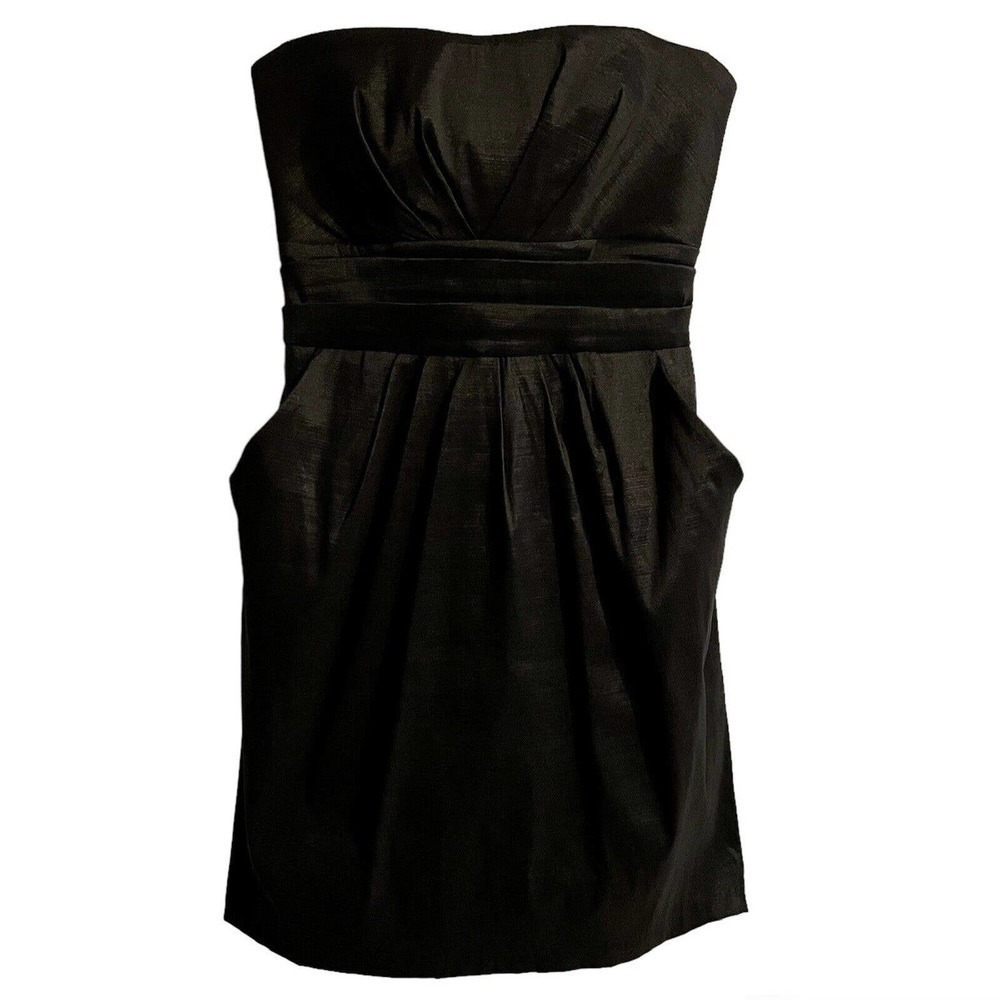 Gracie Size Large Strapless Mini Dress Black Pockets Party Minimalist We…